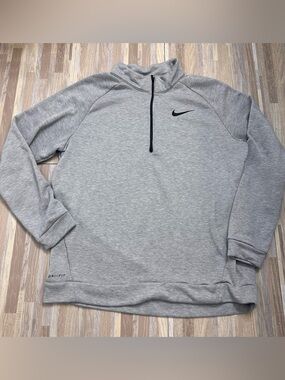 Nike Light Gray Quarter-Zip Performance Pullover Mens Size XL